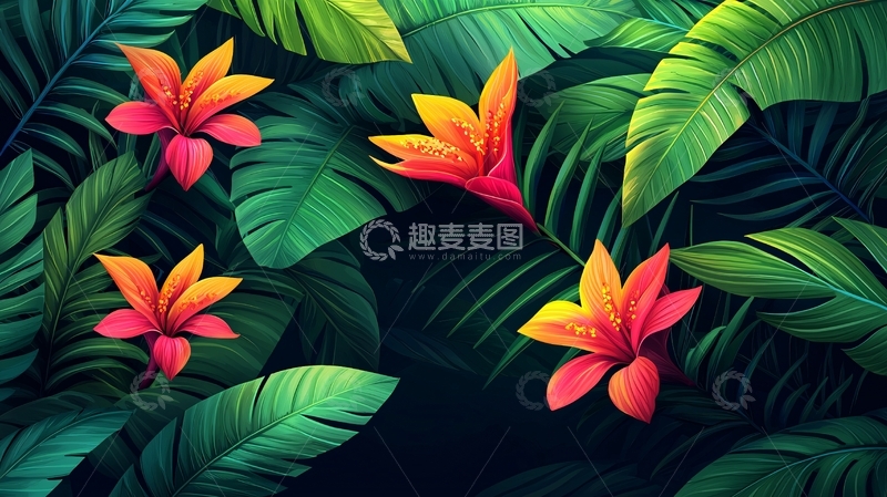 高清大图下载【趣麦麦图】热带植物花卉背景图