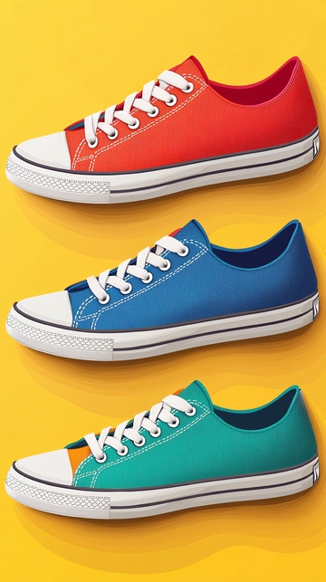 三双彩色帆布鞋