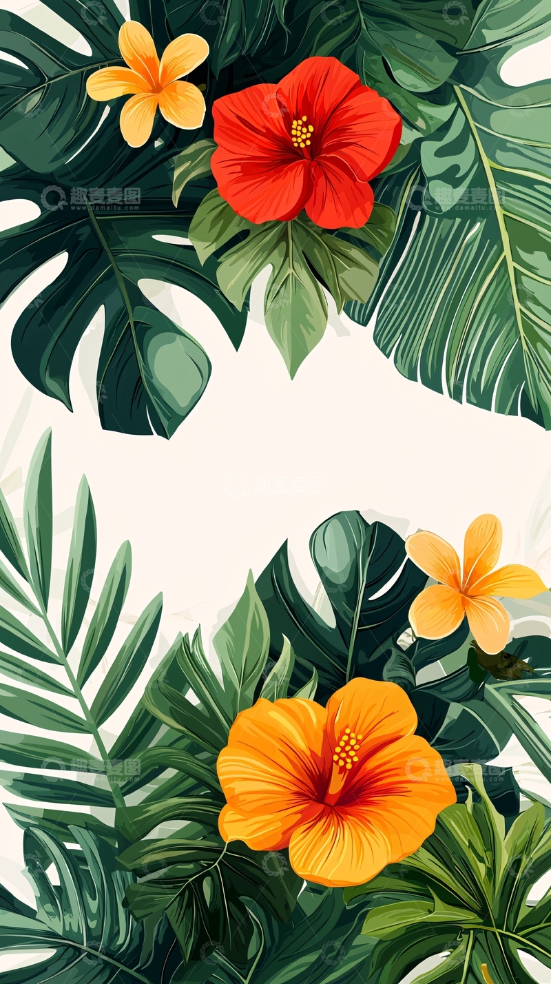 高清大图下载【趣麦麦图】热带植物花卉背景图