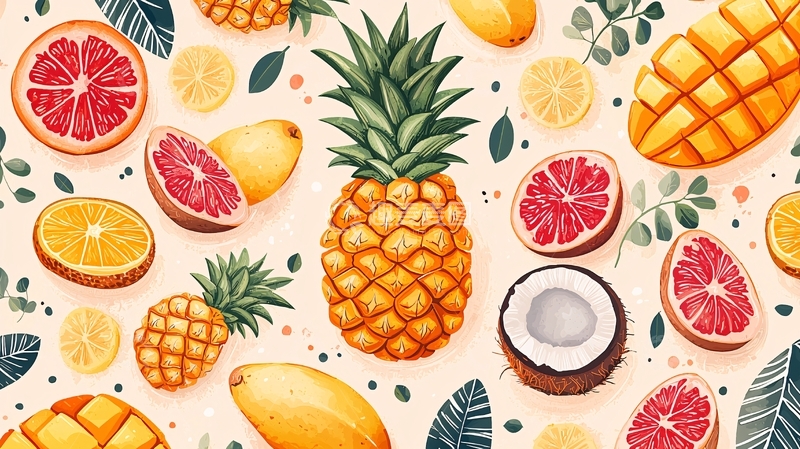 高清大图下载【趣麦麦图】水彩水果图案