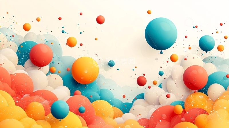 高清大图下载【趣麦麦图】彩色气球梦幻背景