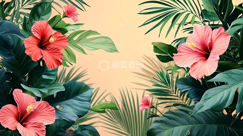 高清大图下载【趣麦麦图】热带植物花卉背景图