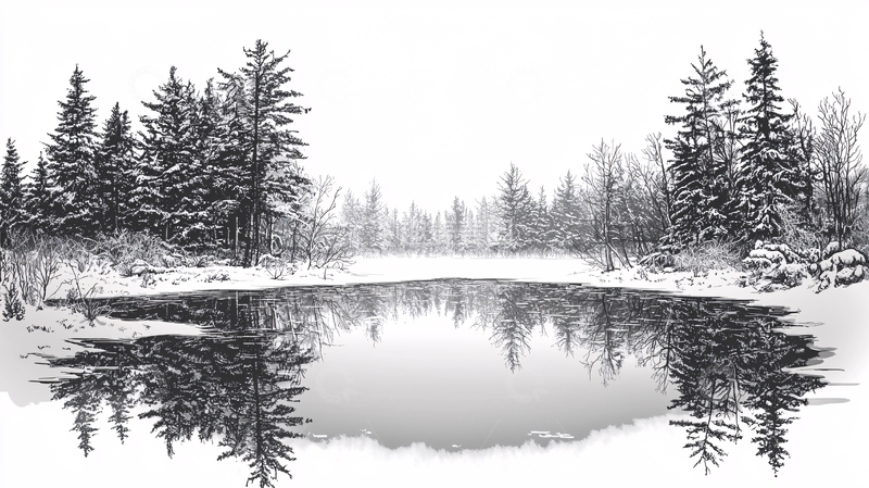 高清大图下载【趣麦麦图】雪景湖泊