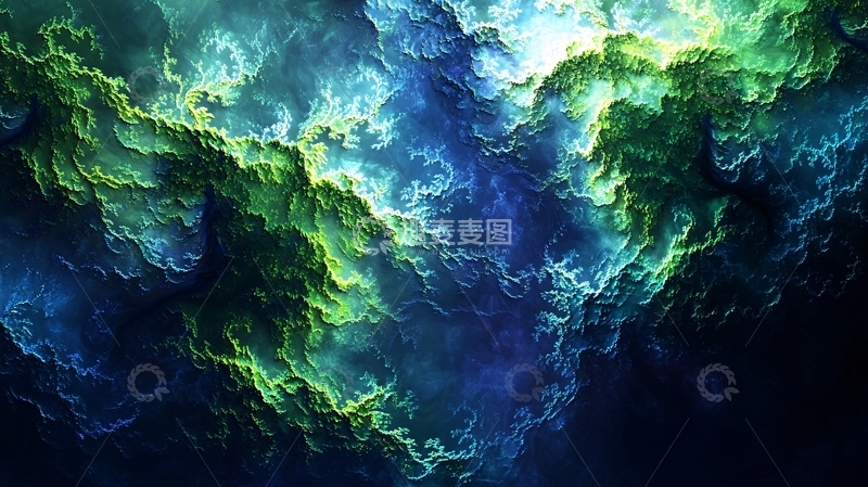 高清大图下载【趣麦麦图】绿色蓝色能量云