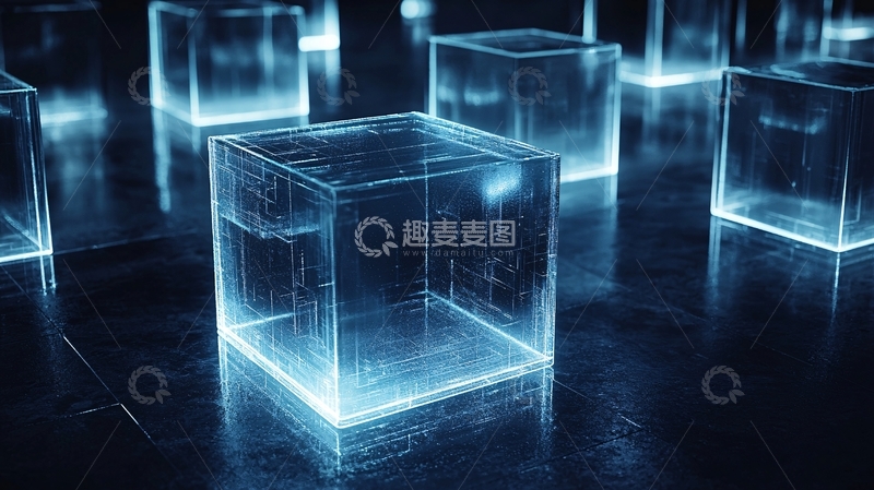 高清大图下载【趣麦麦图】蓝色透明立方体