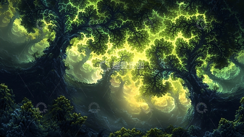 高清大图下载【趣麦麦图】发光树木奇幻森林