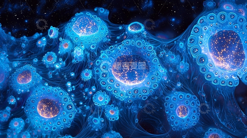 高清大图下载【趣麦麦图】蓝色发光细胞