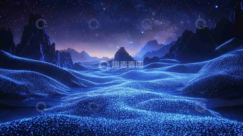 高清大图下载【趣麦麦图】星空下的蓝色山谷