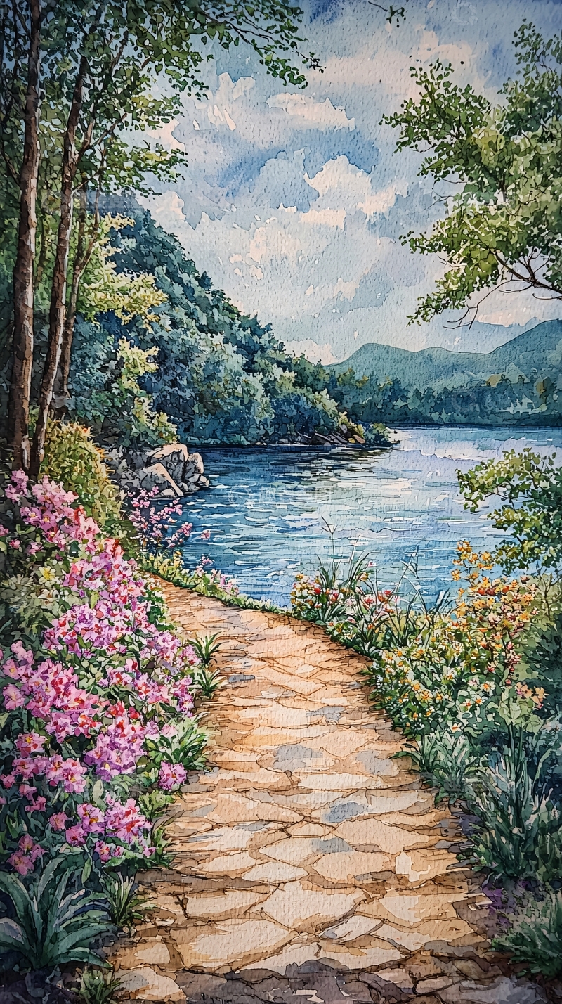 高清大图下载【趣麦麦图】湖边小路