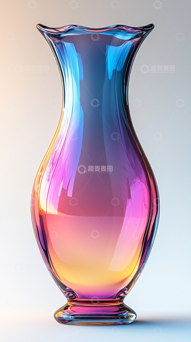 高清大图下载【趣麦麦图】彩虹玻璃花瓶