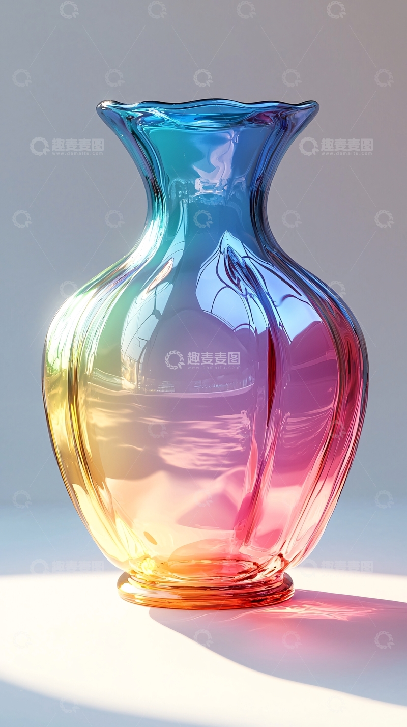 高清大图下载【趣麦麦图】彩色玻璃花瓶