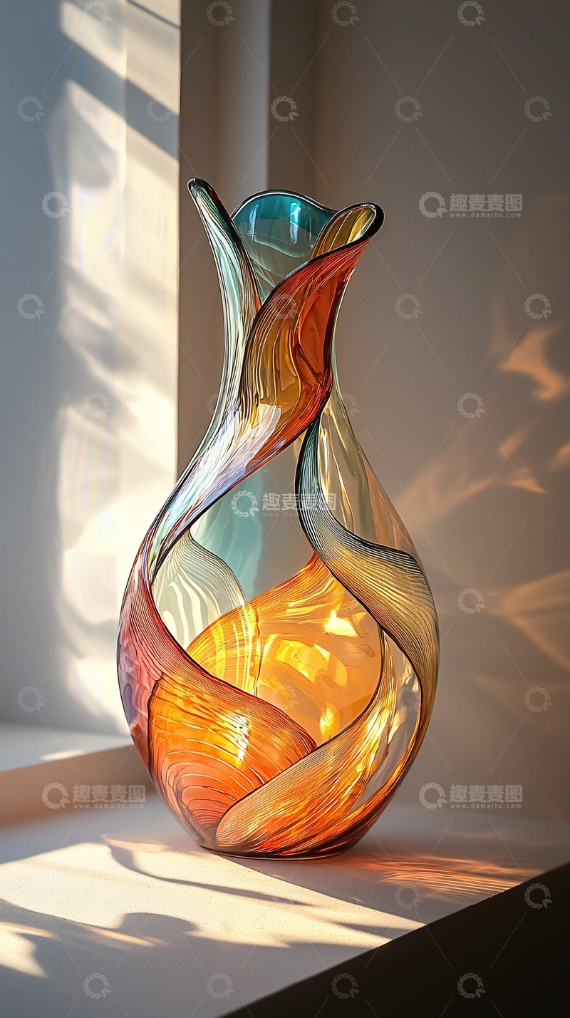 高清大图下载【趣麦麦图】彩色玻璃花瓶