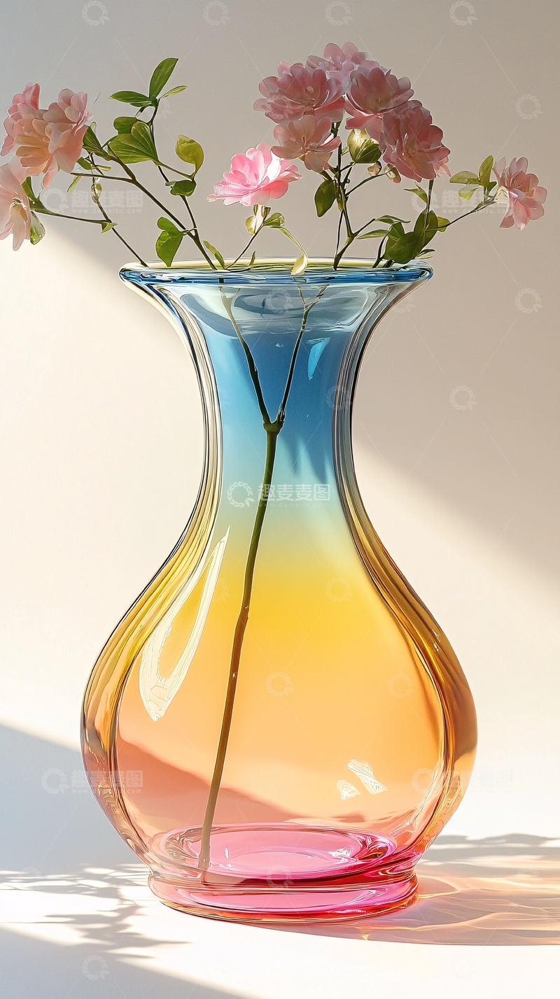 高清大图下载【趣麦麦图】渐变色玻璃花瓶