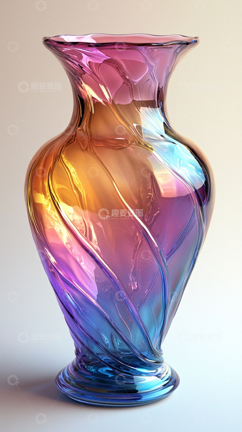 高清大图下载【趣麦麦图】彩色渐变玻璃花瓶