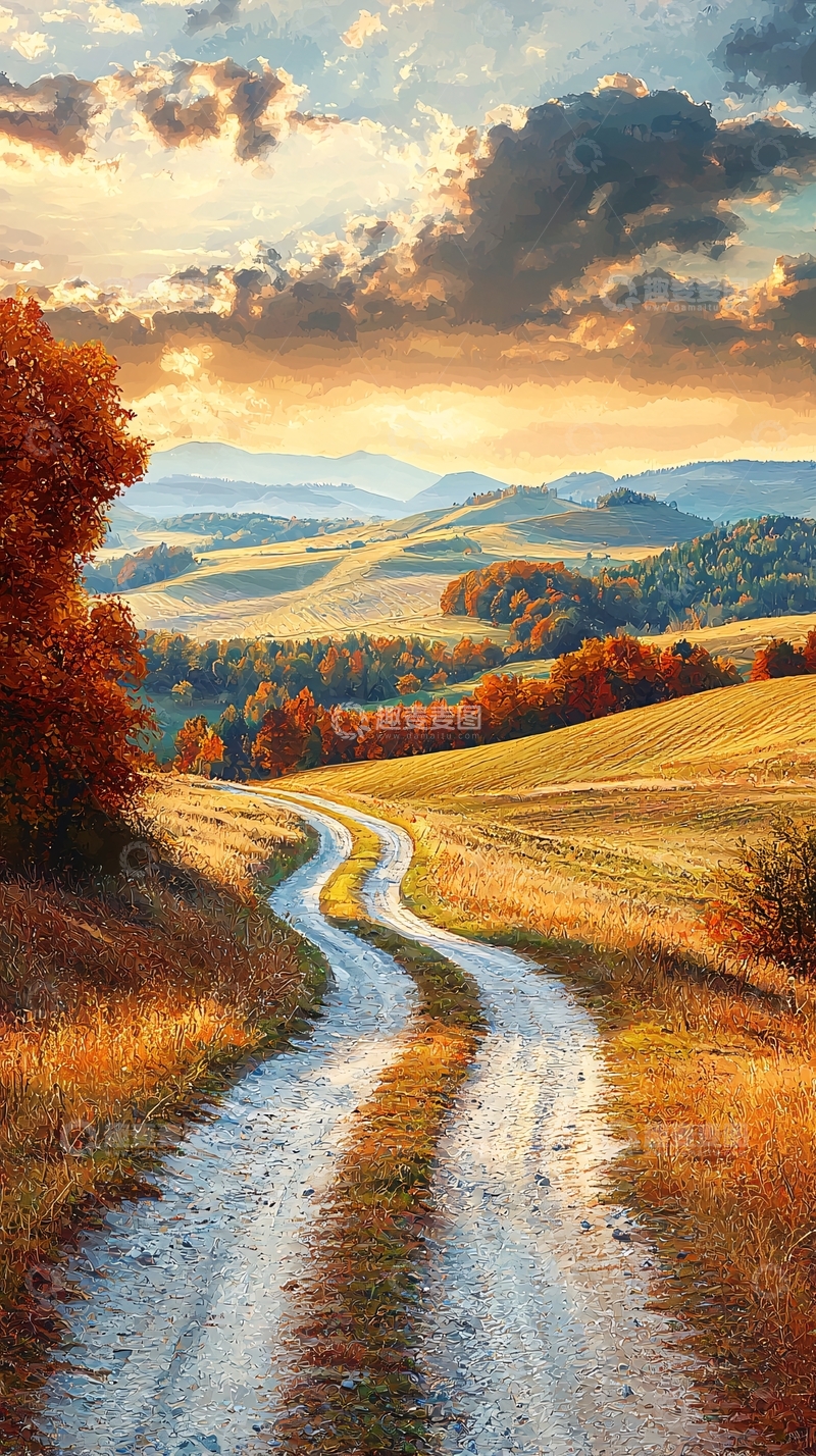 高清大图下载【趣麦麦图】秋日乡间蜿蜒小路