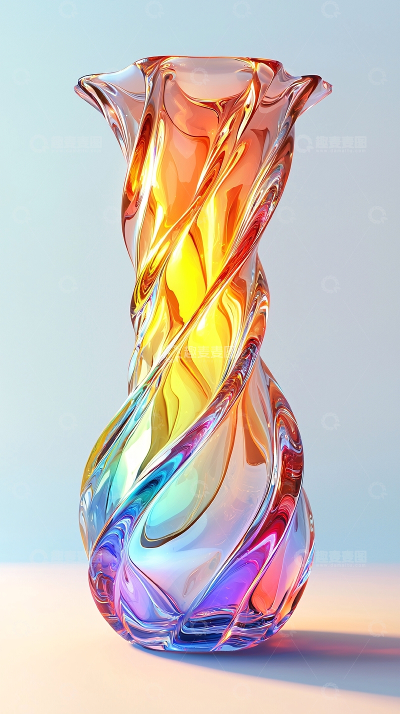高清大图下载【趣麦麦图】彩色玻璃花瓶
