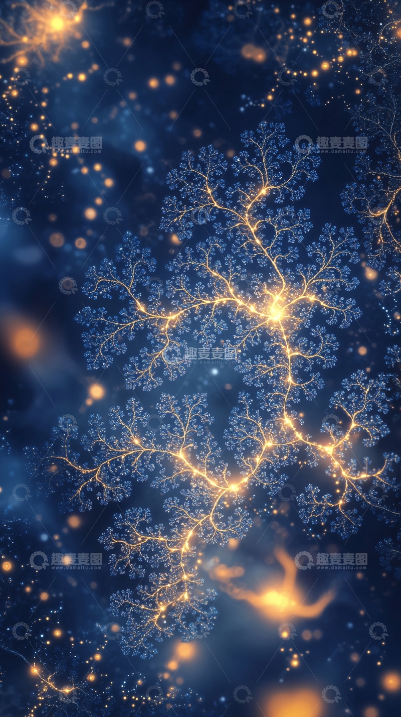 高清大图下载【趣麦麦图】蓝色梦幻发光树枝