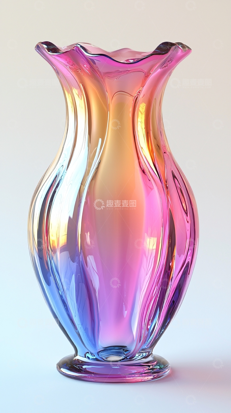 高清大图下载【趣麦麦图】渐变色玻璃花瓶