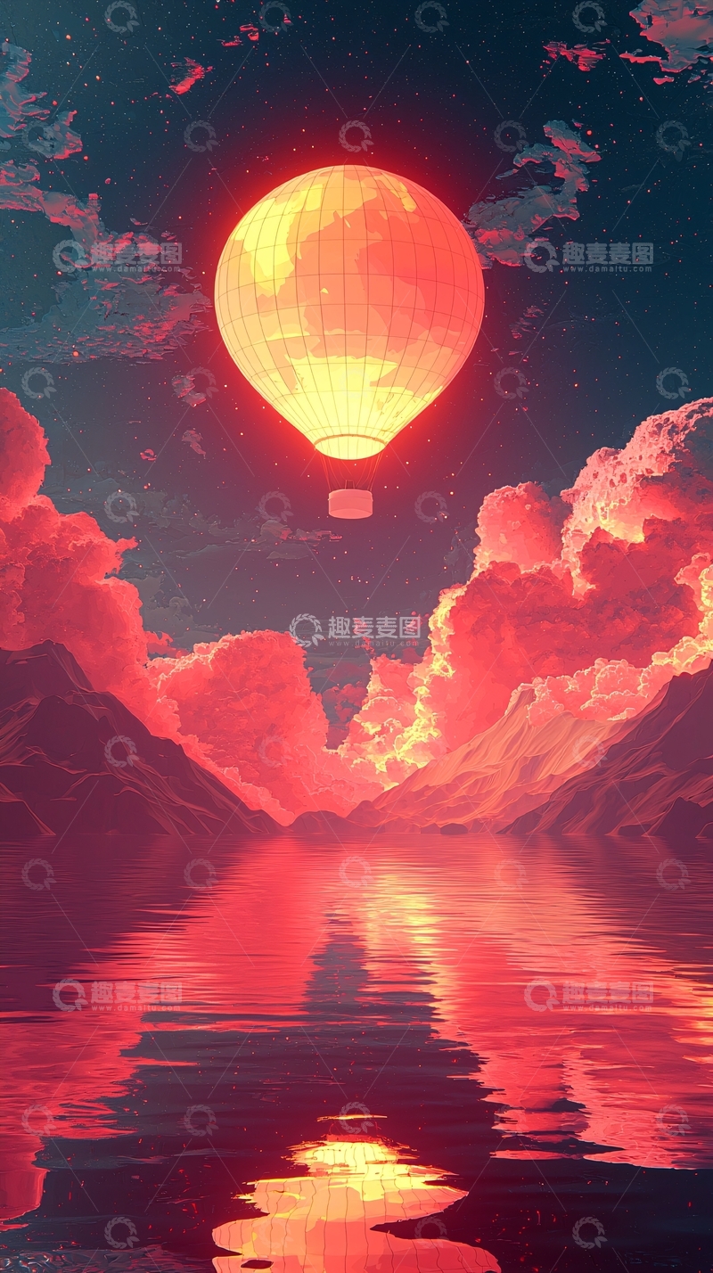 高清大图下载【趣麦麦图】红色热气球