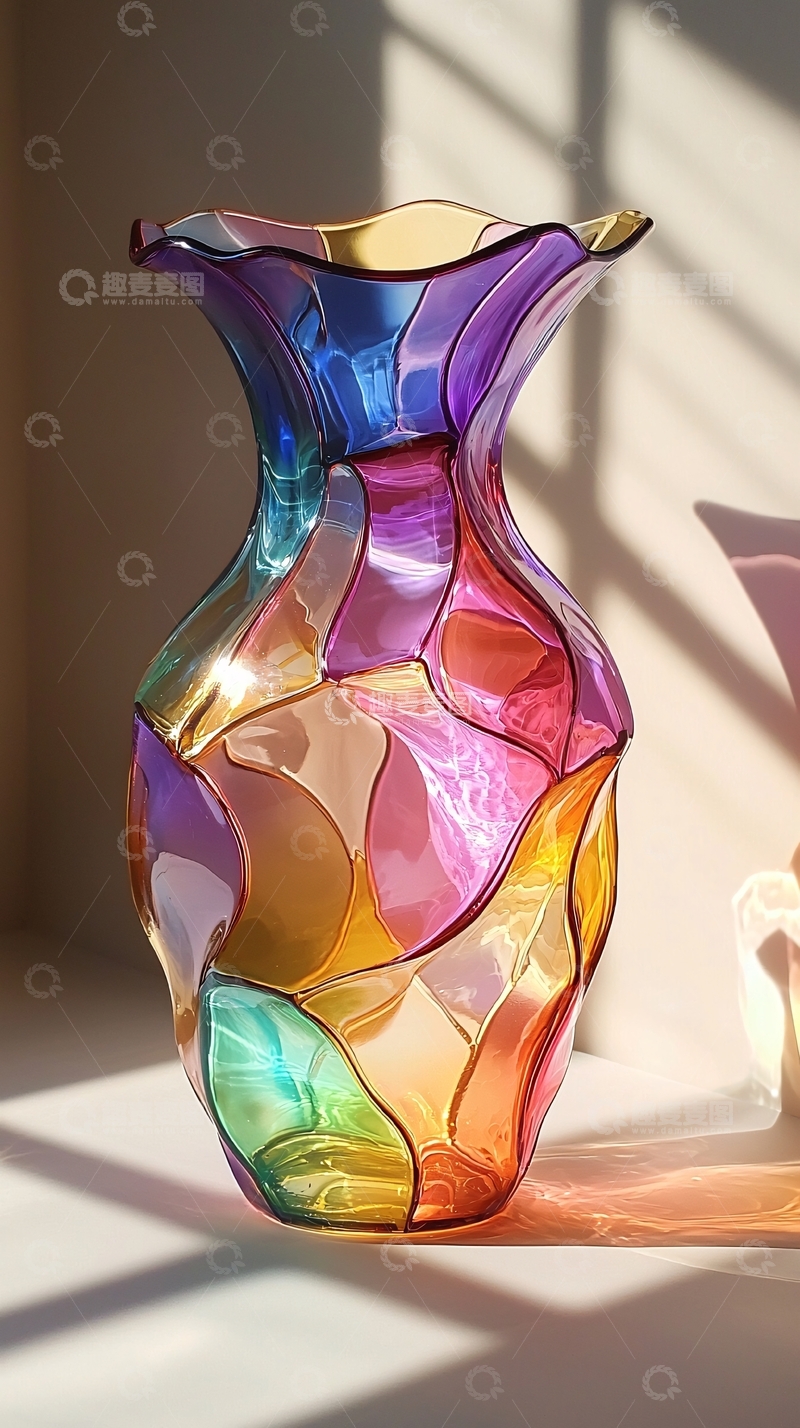 高清大图下载【趣麦麦图】彩色玻璃花瓶