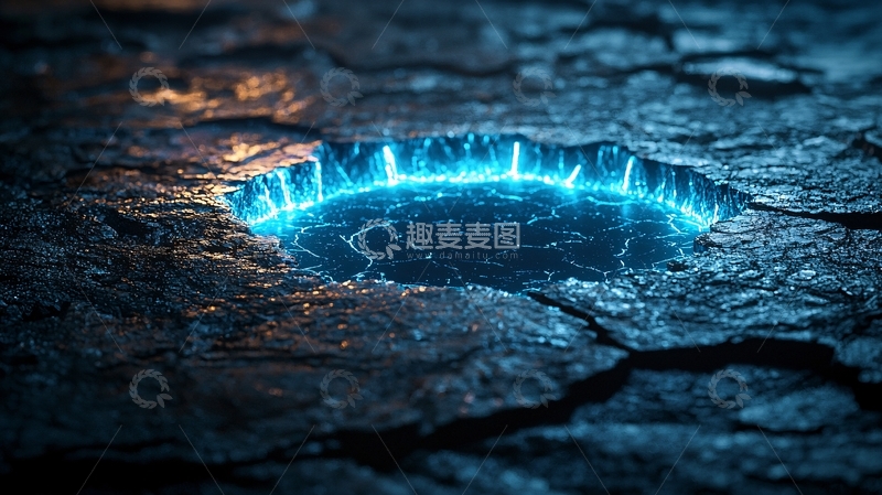 高清大图下载【趣麦麦图】黑暗裂缝中蓝色能量环
