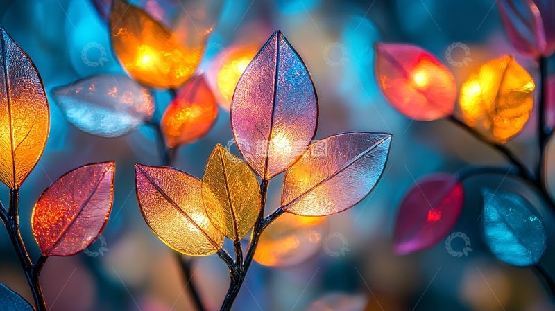 高清大图下载【趣麦麦图】发光树叶