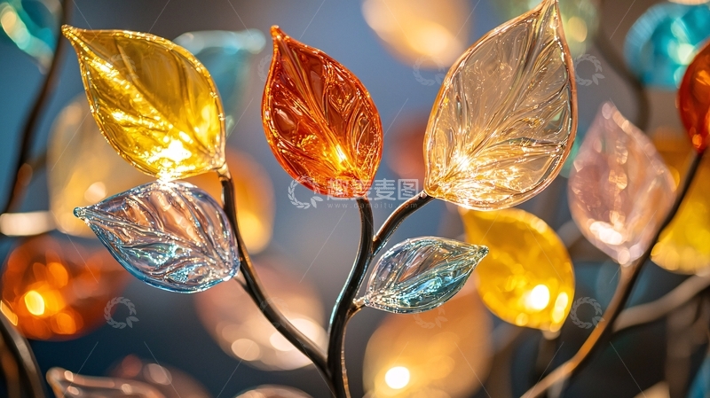 高清大图下载【趣麦麦图】彩色叶子灯