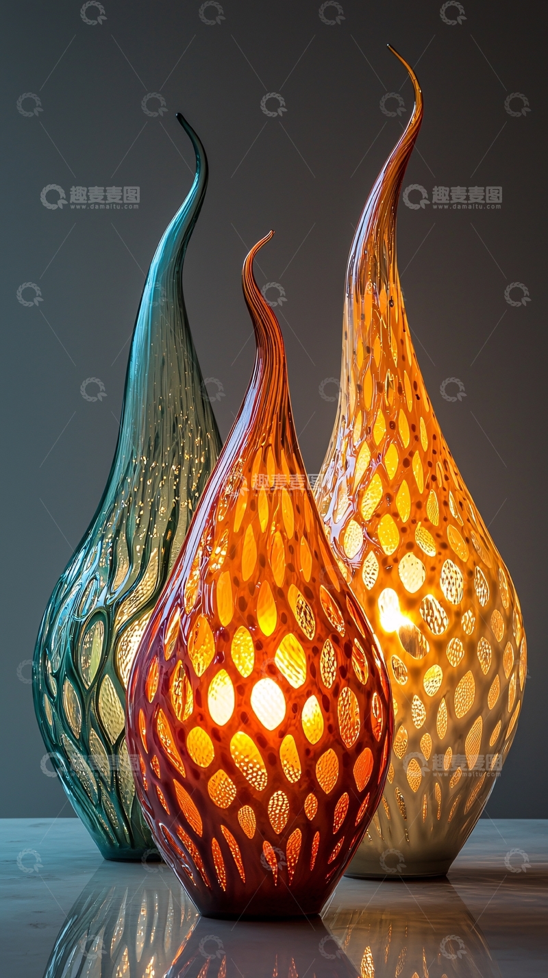 高清大图下载【趣麦麦图】彩色玻璃雕塑