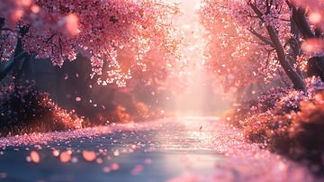 梦幻樱花树林小路