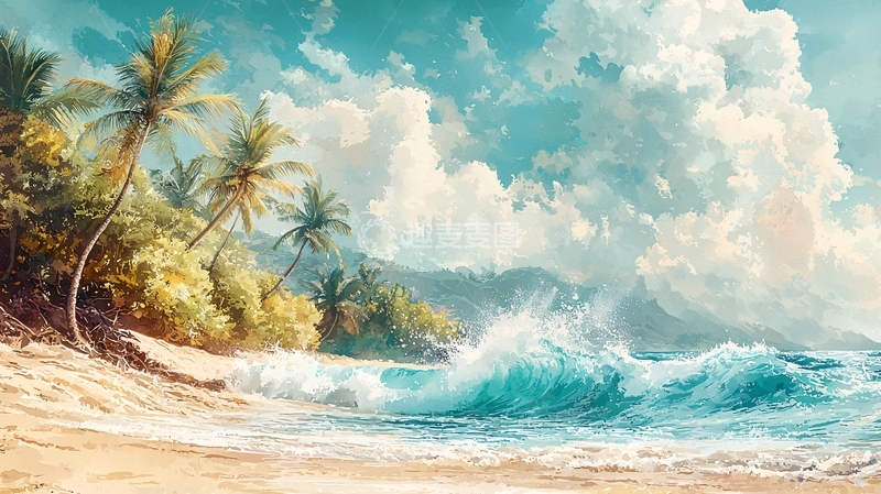 高清大图下载【趣麦麦图】热带海滩风景画