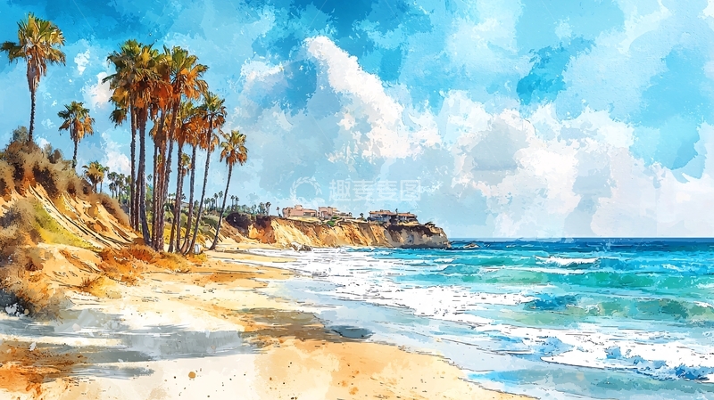高清大图下载【趣麦麦图】阳光沙滩椰树海景