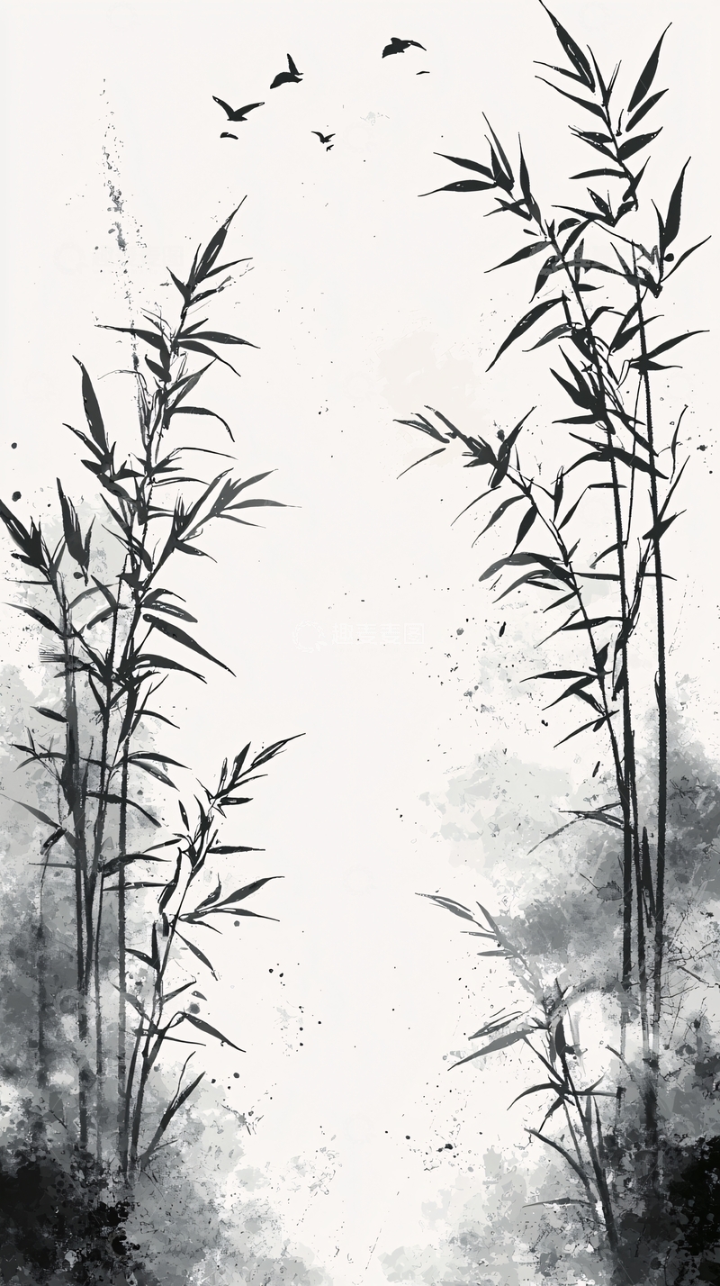 高清大图下载【趣麦麦图】水墨画竹子