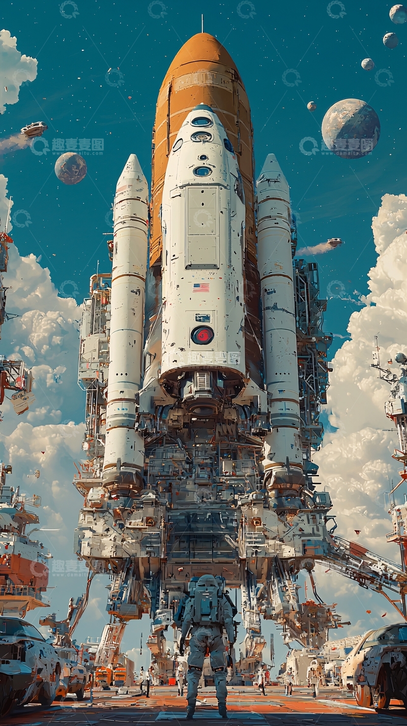 高清大图下载【趣麦麦图】太空飞船发射场景