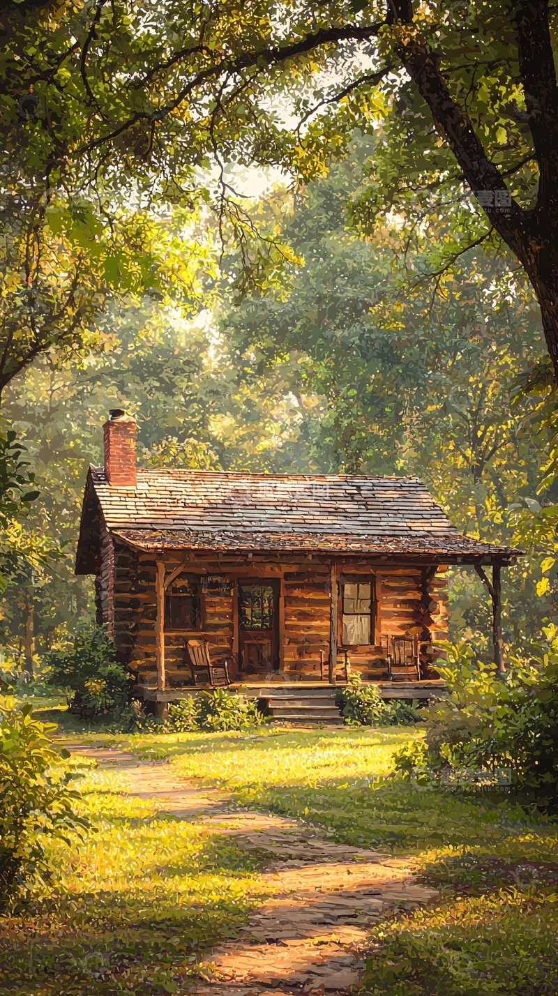 高清大图下载【趣麦麦图】森林木屋18