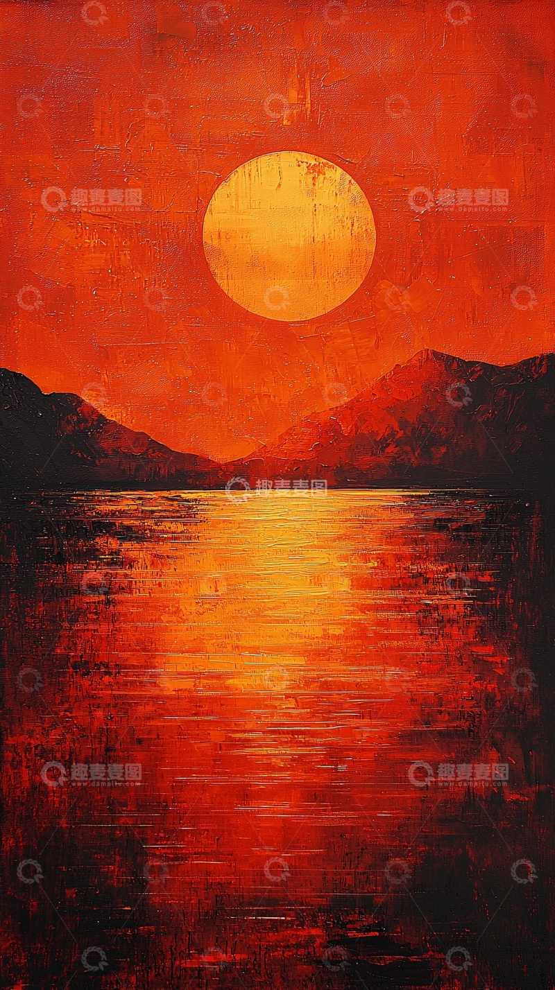 高清大图下载【趣麦麦图】红色日落
