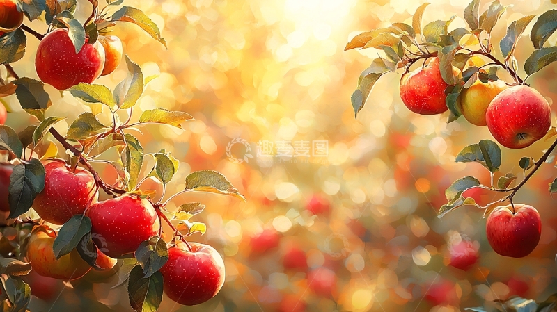 高清大图下载【趣麦麦图】秋日红苹果丰收景象
