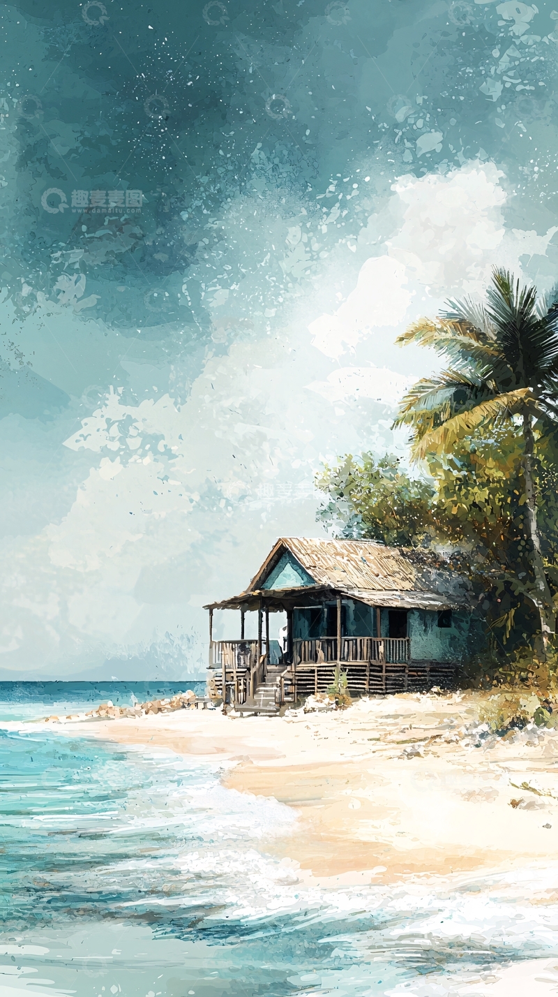 高清大图下载【趣麦麦图】海边小屋风景图