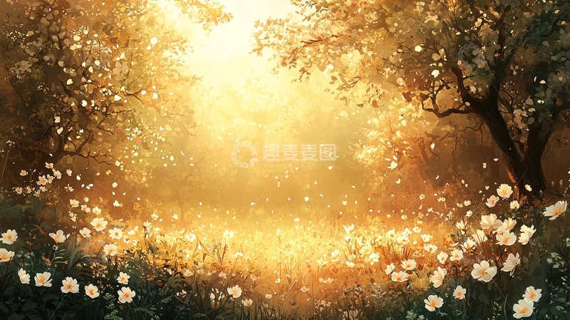 高清大图下载【趣麦麦图】温暖阳光森林小路