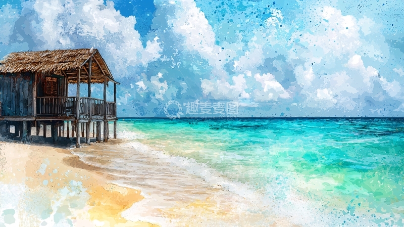 高清大图下载【趣麦麦图】海边小屋