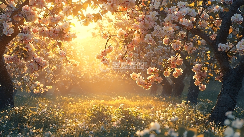 高清大图下载【趣麦麦图】阳光洒满花田