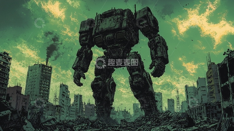 高清大图下载【趣麦麦图】废土巨型机器人