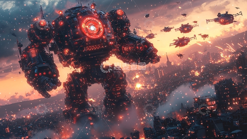 高清大图下载【趣麦麦图】巨型机械战争场景