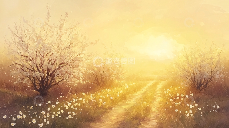 高清大图下载【趣麦麦图】温暖阳光下的田园小路