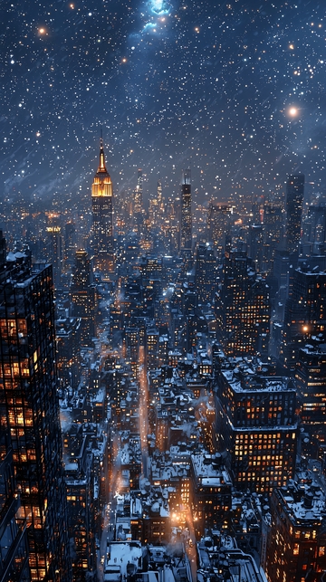 雪夜纽约城