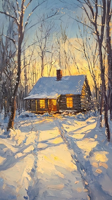冬日雪景小屋