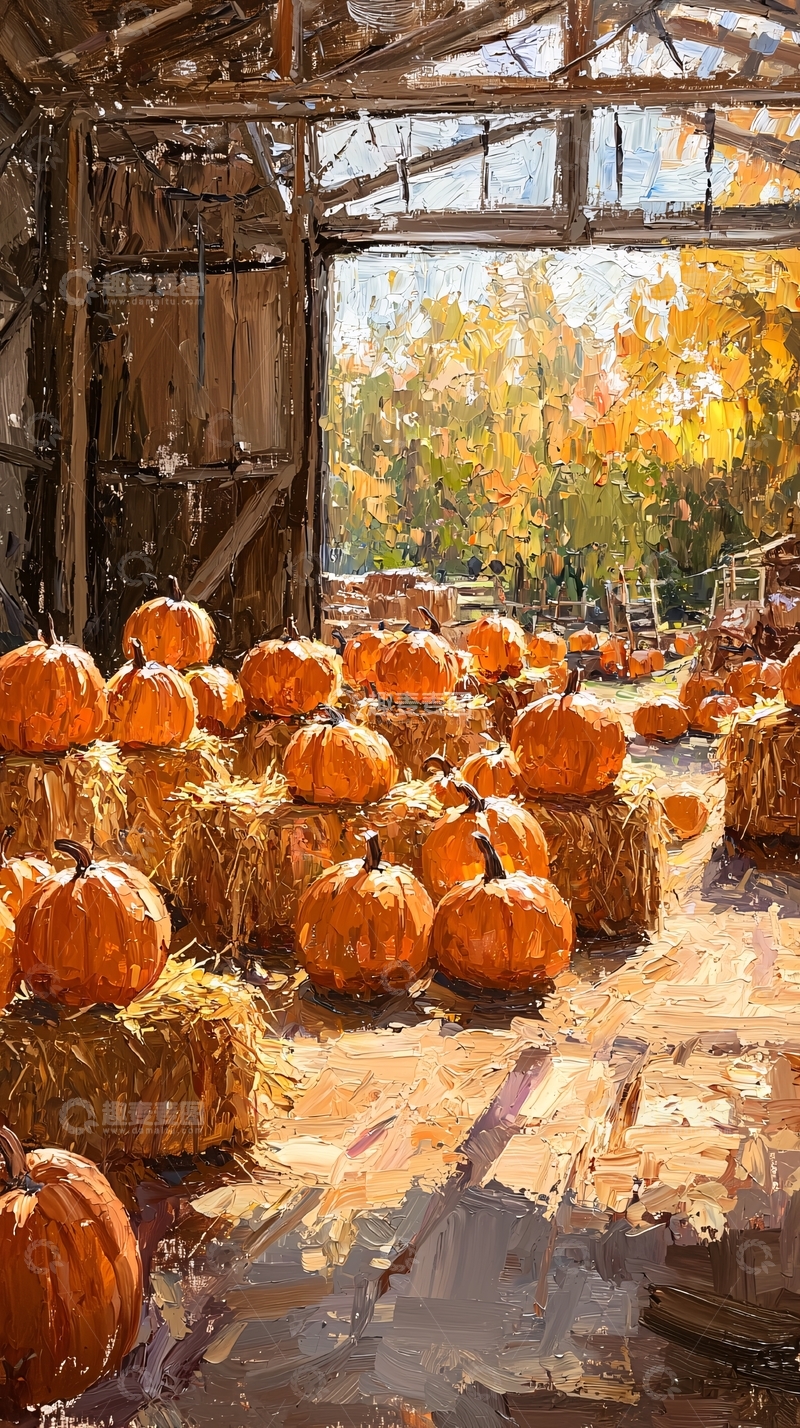 高清大图下载【趣麦麦图】秋日南瓜丰收景象