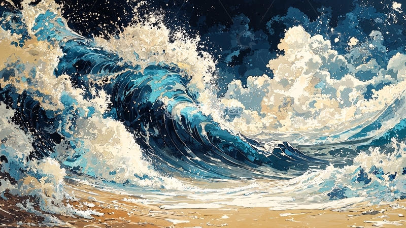 高清大图下载【趣麦麦图】巨浪滔天