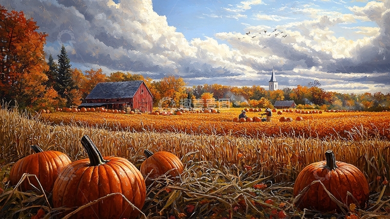 高清大图下载【趣麦麦图】秋收时节的农场景色