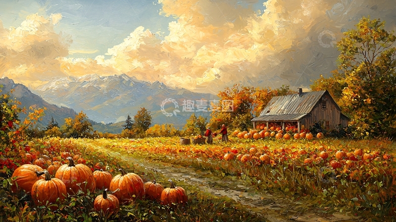 高清大图下载【趣麦麦图】秋日南瓜田园风光