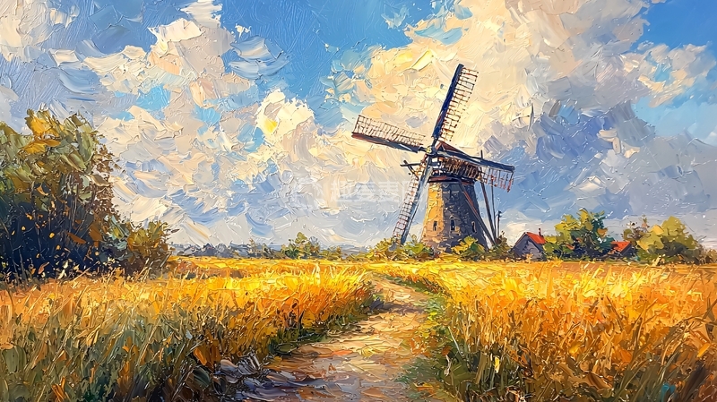 高清大图下载【趣麦麦图】田园风光油画